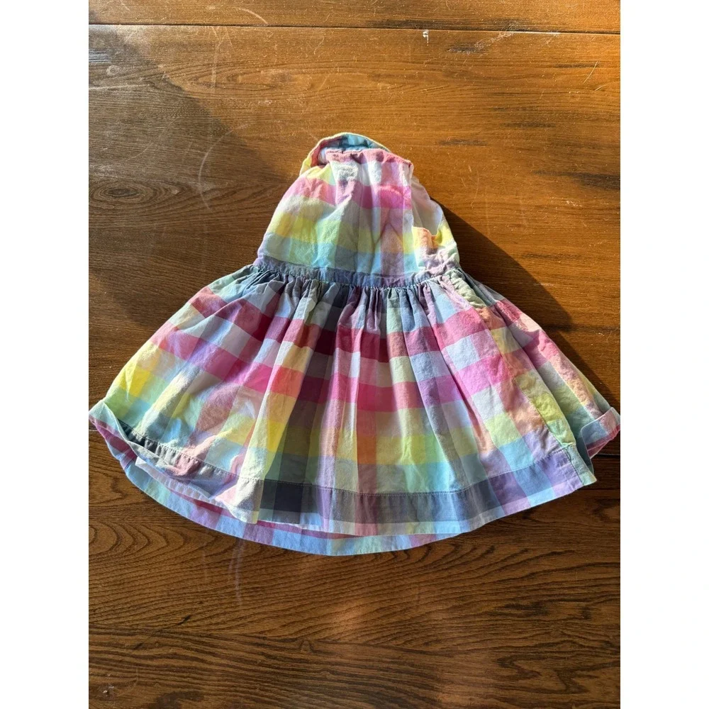 Baby Gap Rainbow‎ Plaid Dress Toddler 18-24 Months Peter Pan Collar Cotton Multi